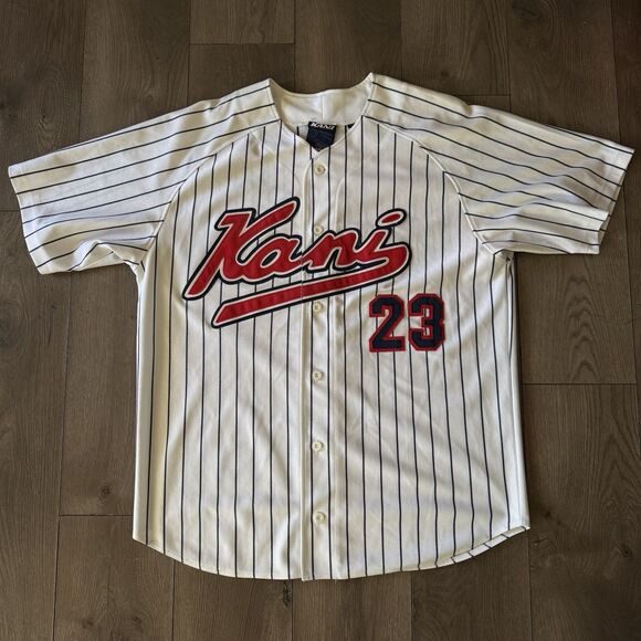 Vintage 90’s 2000’s Karl Kani Pinstriped Baseball Jersey #23 XL NY Hip Hop - Picture 1 of 16